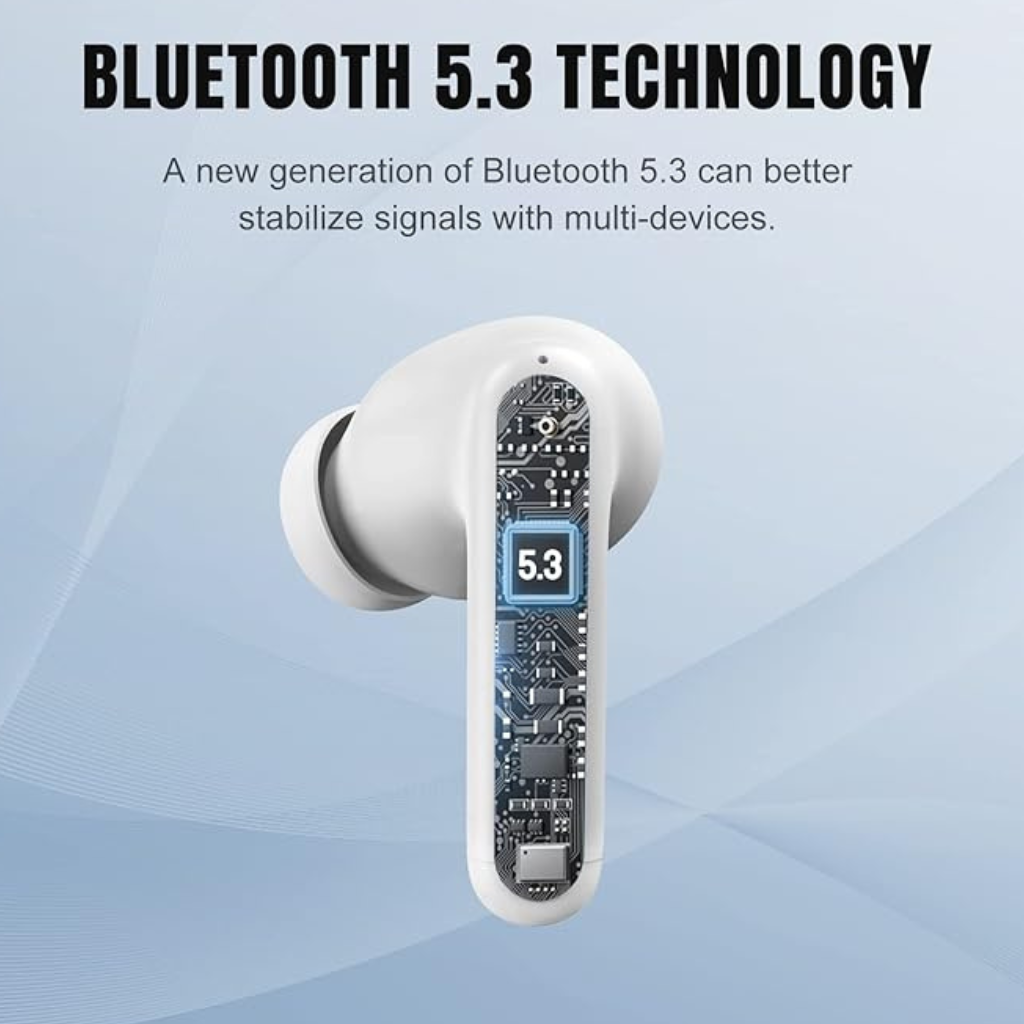 Audífonos Bluetooth TECNO SONIC cancelación ruido, 22 horas de batería.BLANCOS