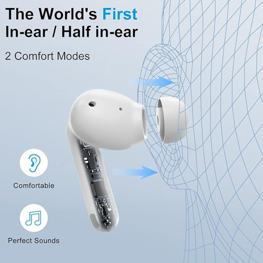 Audífonos Bluetooth TECNO SONIC cancelación ruido, 22 horas de batería.BLANCOS