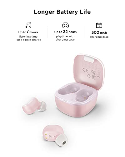 Audífonos Inalámbricos Bluetooth 5.3 HTC Wireless Earbuds con micrófono Incorporado Control Táctil con Graves Profundos para Llamadas, Oficina, Deporte (Rosa)