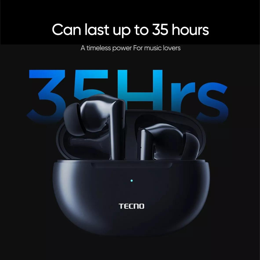 Audífonos Bluetooth Tecno Buds3 Intrauditivos. Negro