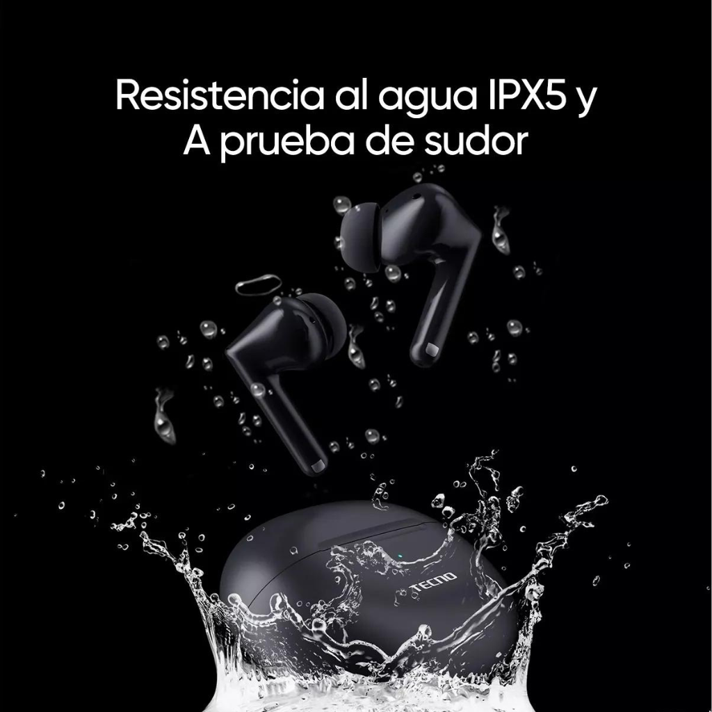 Audífonos Bluetooth Tecno Buds3 Intrauditivos. Negro