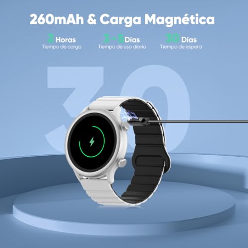 Smartwatch para Mujer/Hombre FreshFun 2024 con Llamada Bluetooth, Reloj Inteligente IP67 con Pantalla 1.39in, Pulsera Deportiva con Monitoreo de Ritmo Cardíaco, Presión Arterial, Sueño, Blanco