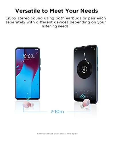 Audífonos Inalámbricos Bluetooth 5.3 HTC Wireless Earbuds con micrófono Incorporado Control Táctil con Graves Profundos para Llamadas, Oficina, Deporte (Rosa)