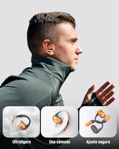 Audífonos Bluetooth 5.3, TRUEFREE O2 Open-Ear Conducción de Aire, Llamadas claras de 4 mics, Impermeable IPX5, Bajo mejorados. 22 Horas