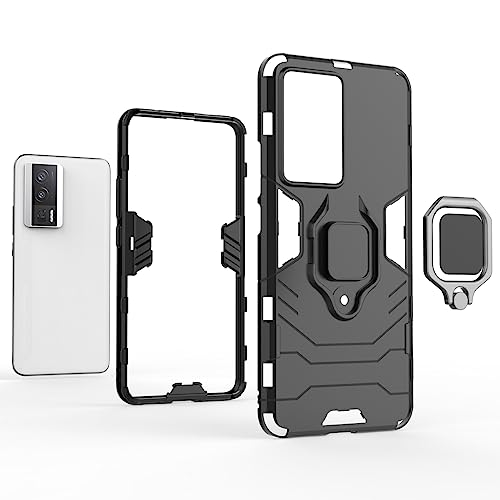 Funda Xiaomi Poco F5 Pro Case y Redmi K60 Pro Case Uso Rudo, con 2 Unidades Mica Protector de Pantalla de Vidrio Templado, para Xiaomi Poco F5 Pro Funda (Negro)