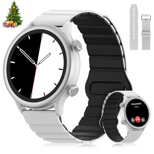 Smartwatch para Mujer/Hombre FreshFun 2024 con Llamada Bluetooth, Reloj Inteligente IP67 con Pantalla 1.39in, Pulsera Deportiva con Monitoreo de Ritmo Cardíaco, Presión Arterial, Sueño, Blanco