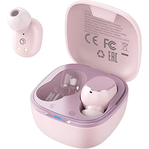 Audífonos Inalámbricos Bluetooth 5.3 HTC Wireless Earbuds con micrófono Incorporado Control Táctil con Graves Profundos para Llamadas, Oficina, Deporte (Rosa)