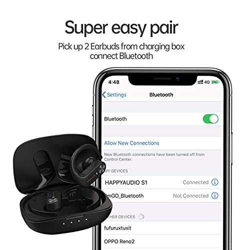 Audífonos HAPPYAUDIO ,Bluetooth 5.0 Micrófono, Ajuste del Volumen,Control táctil 56 Horas