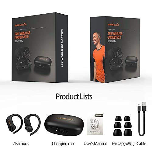 Audífonos HAPPYAUDIO ,Bluetooth 5.0 Micrófono, Ajuste del Volumen,Control táctil 56 Horas