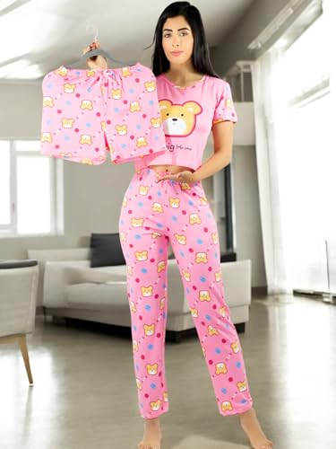 Pijama De 3 Piezas Mujer Pantalon Short Y Playera A Juego