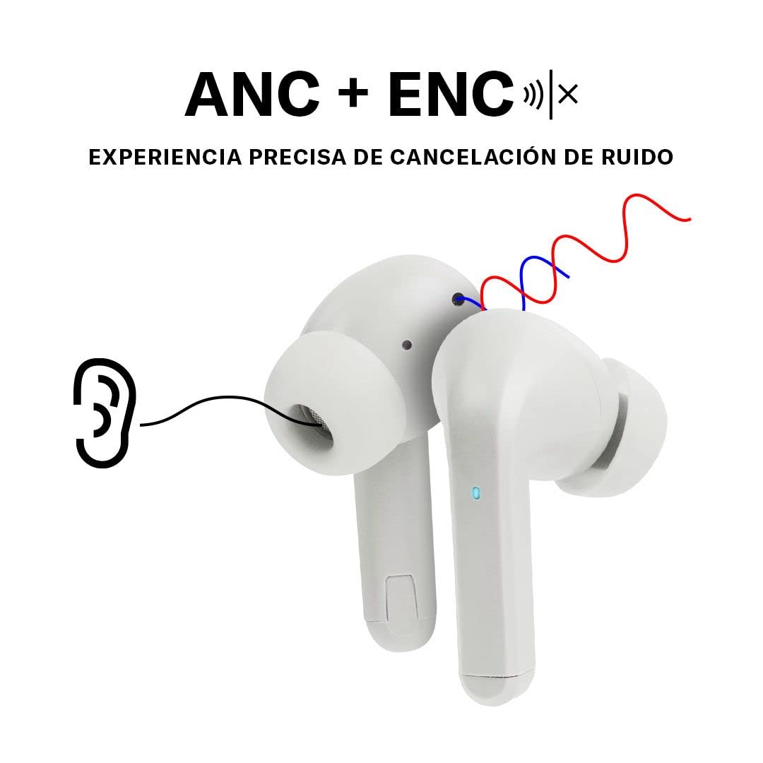 Audífonos Inalámbricos Billboard, Cancelación De Ruido, Controles Táctiles, Micrófono Incorporado para Llamadas, Base Recargable, Batería De hasta 45 Horas De Duración. Color: Blanco.
