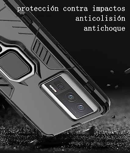 Funda Xiaomi Poco F5 Pro Case y Redmi K60 Pro Case Uso Rudo, con 2 Unidades Mica Protector de Pantalla de Vidrio Templado, para Xiaomi Poco F5 Pro Funda (Negro)