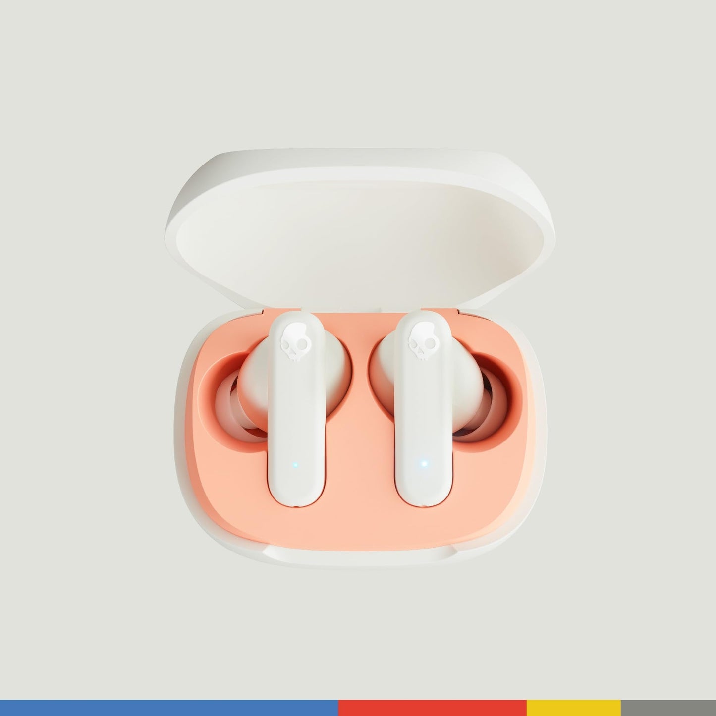 Auriculares Inalámbricos Skullcandy Smokin' Buds, 20 h de Autonomía, 50% de Plásticos Renovables, Micrófono. Color: Blanco/Naranja.