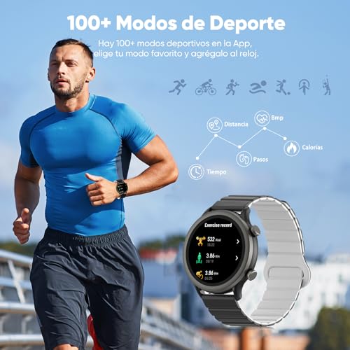Smartwatch para Mujer/Hombre FreshFun con Llamada Bluetooth, Reloj Inteligente IP67 con Pantalla 1.39in, Pulsera Deportiva con Monitoreo de Ritmo Cardíaco, Presión Arterial, Sueño, Negro