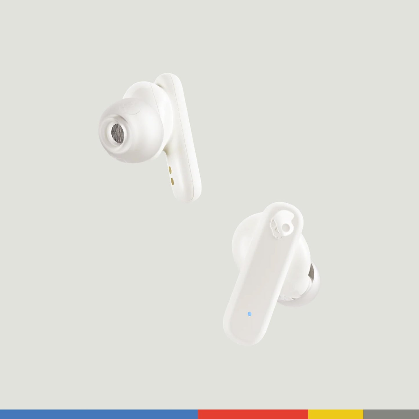 Auriculares Inalámbricos Skullcandy Smokin' Buds, 20 h de Autonomía, 50% de Plásticos Renovables, Micrófono. Color: Blanco/Naranja.