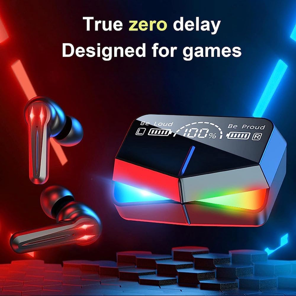 Audífonos Bluetooth M28 con Bluetooth 5.1 y sonido Hi-Fi con reducción de ruido CVC 8.0, control táctil, caja de carga LED y diseño ergonómico ideales para deportes y llamadas.