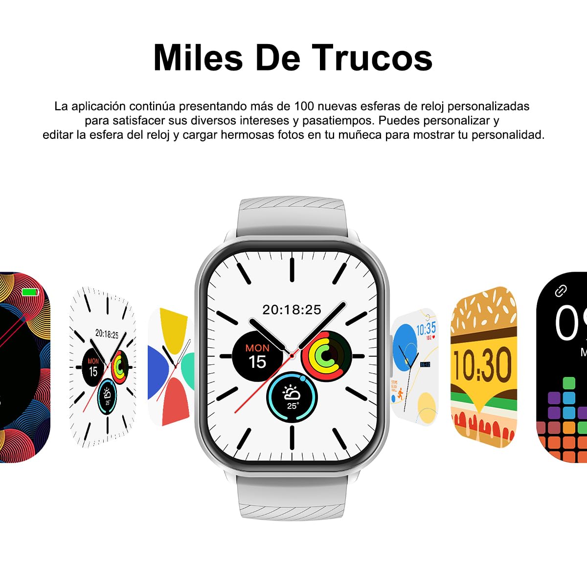 Smartwatch 2.01 pulgadas, Pantalla Grande, Reloj Inteligente Llamada Bluetooth, Monitor De Frecuencia Cardíaca/Oxígeno.