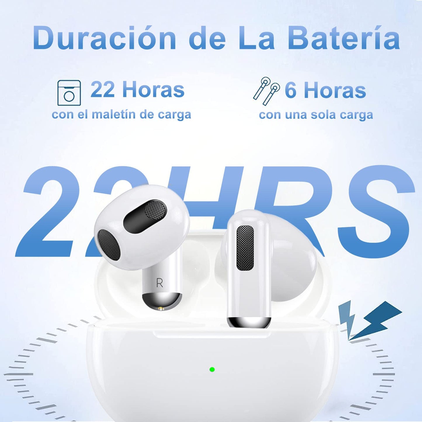 Audífonos Inalámbricos Bluetooth 5.2, Audífonos Bluetooth, Reducción de ruido ENC ,Calidad de sonido HIFI,IPX6 ,Batería con duración de hasta 6 Horas
