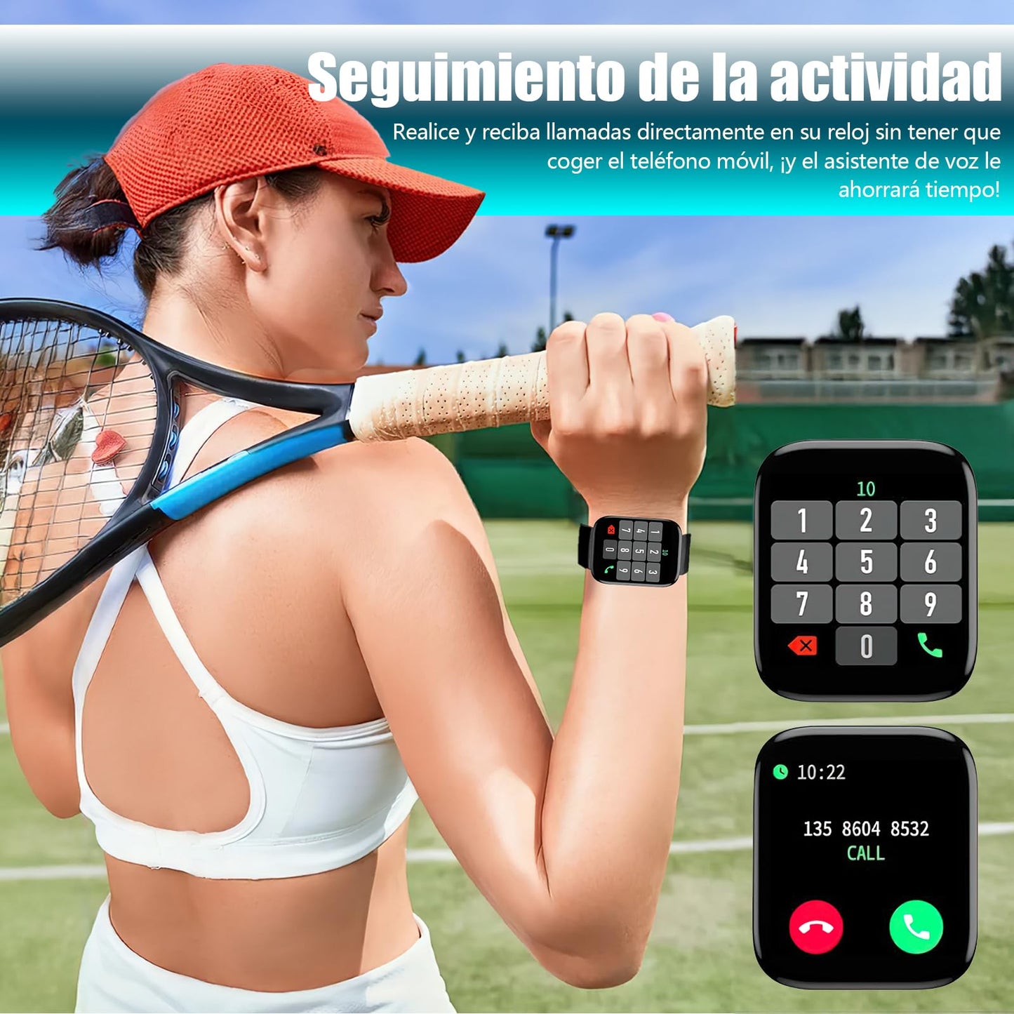 Smartwatch Folteitei IP67 ,Pantalla Táctil 1.55" ,Monitor de Frecuencia Cardíaca Modos Deportivos Notificaciones Inteligentes Batería de Larga Duración Compatible con iOS y Android