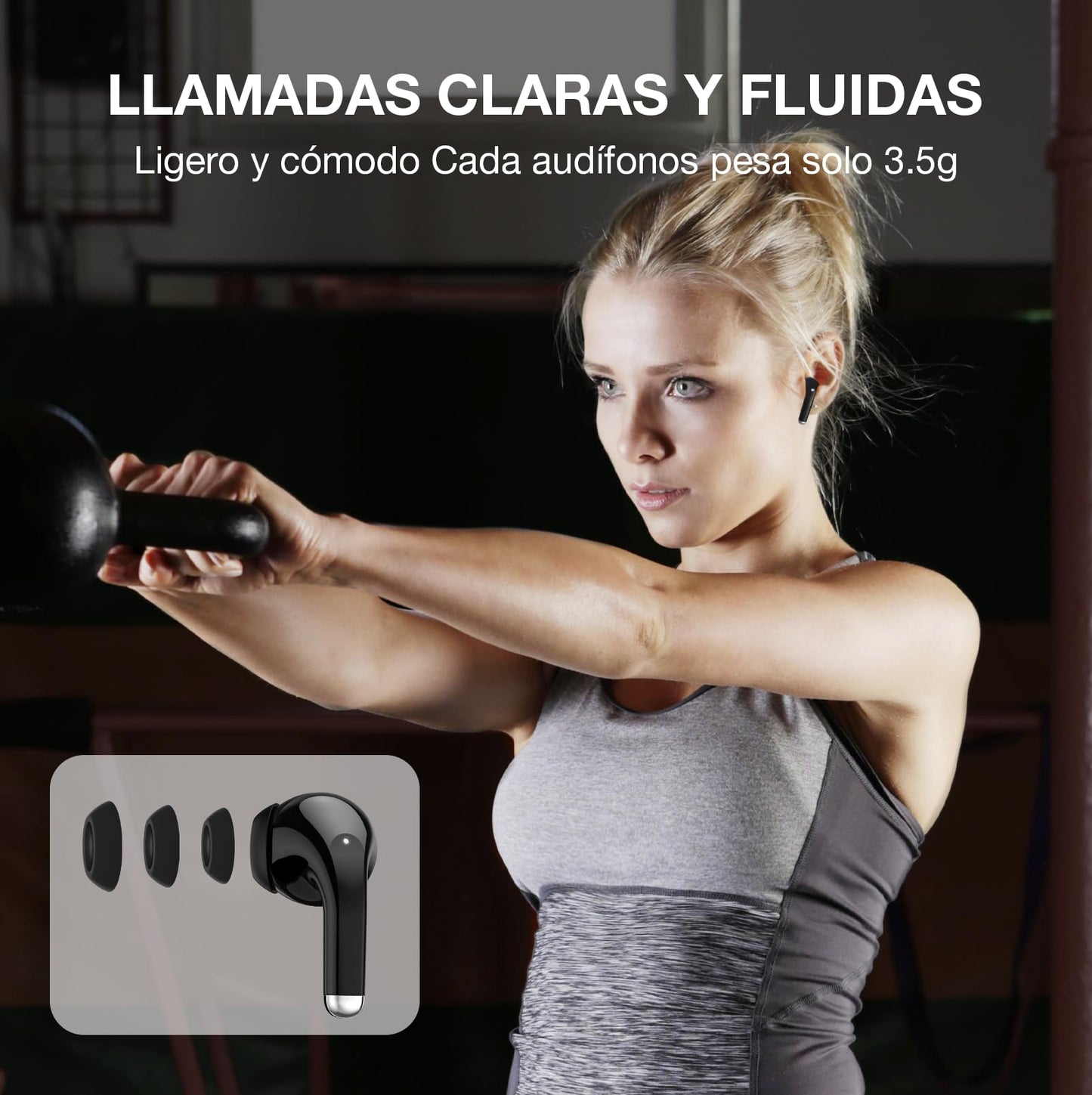 Audífonos Inalámbricos 1Hora Bluetooth 5.3, In-Ear. Micrófono incorporado. Compatible con iOS y Android. Color: Negro