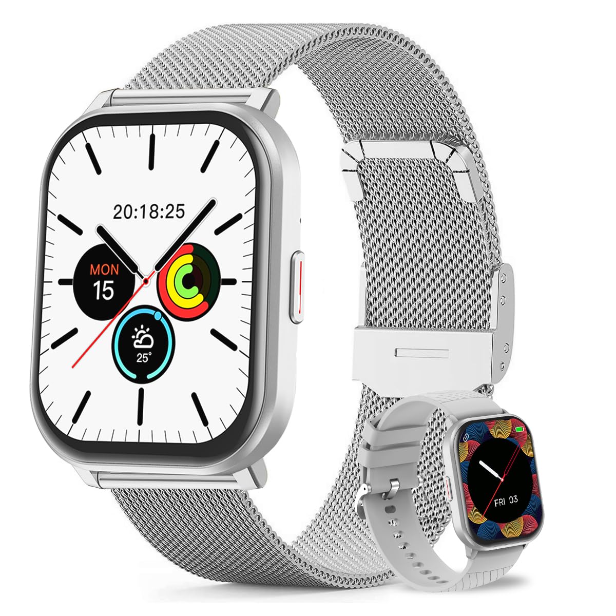Smartwatch 2.01 pulgadas, Pantalla Grande, Reloj Inteligente Llamada Bluetooth, Monitor De Frecuencia Cardíaca/Oxígeno.