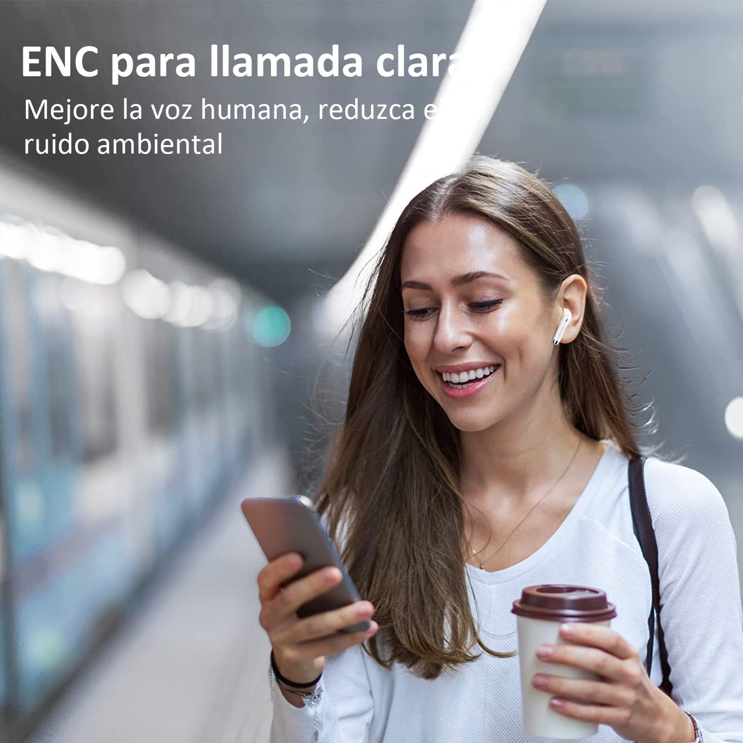 Audífonos Inalámbricos Bluetooth 5.2, Audífonos Bluetooth, Reducción de ruido ENC ,Calidad de sonido HIFI,IPX6 ,Batería con duración de hasta 6 Horas