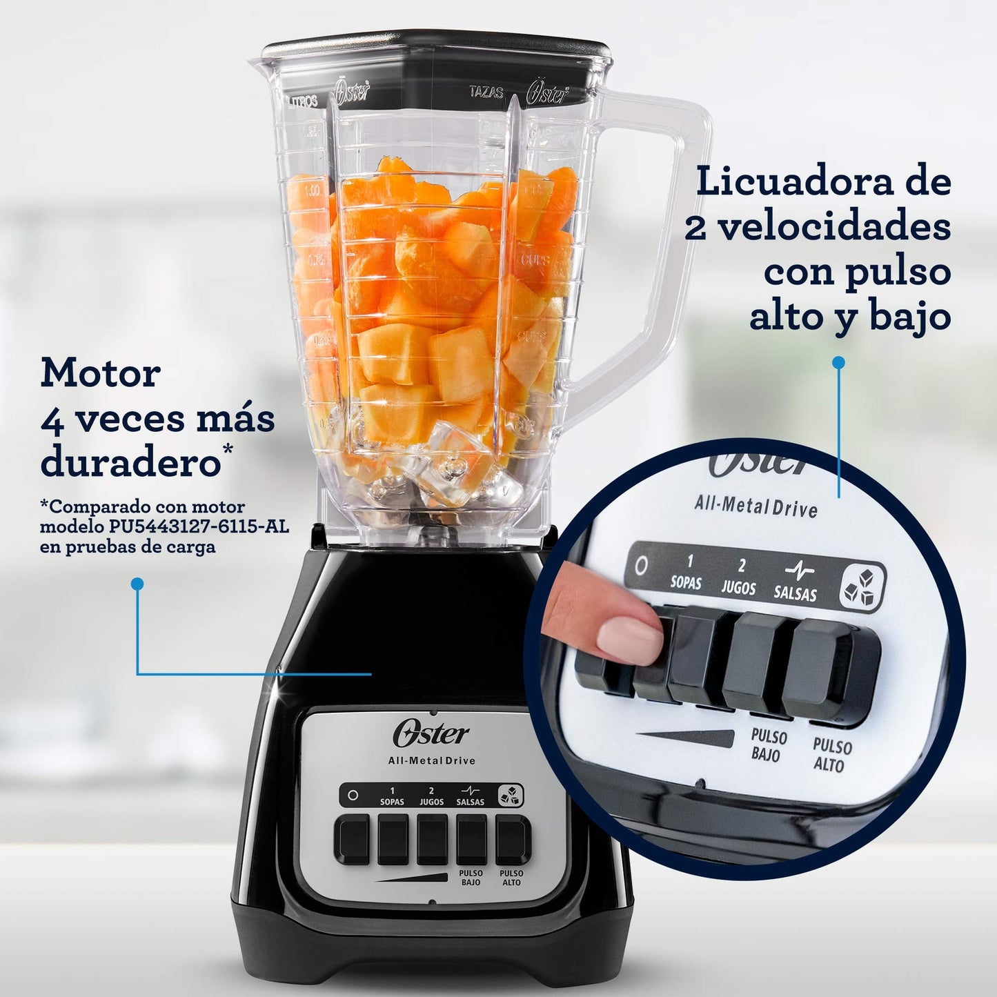 Licuadora Oster Dos Velocidades Con Pulso Y Vaso De Plástico