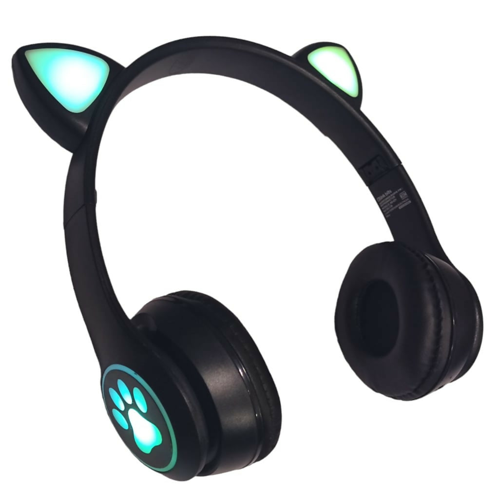 Audífonos Gatica Bluetooth, luces led, Radio FM, diadema plegables