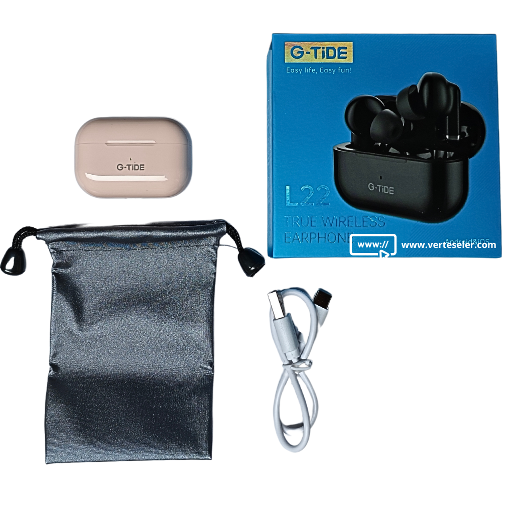 Audífonos bluetooth 5.3 G-tide L22 hasta 8 horas de batería, estuche de carga y bolsa regalo.Rosa