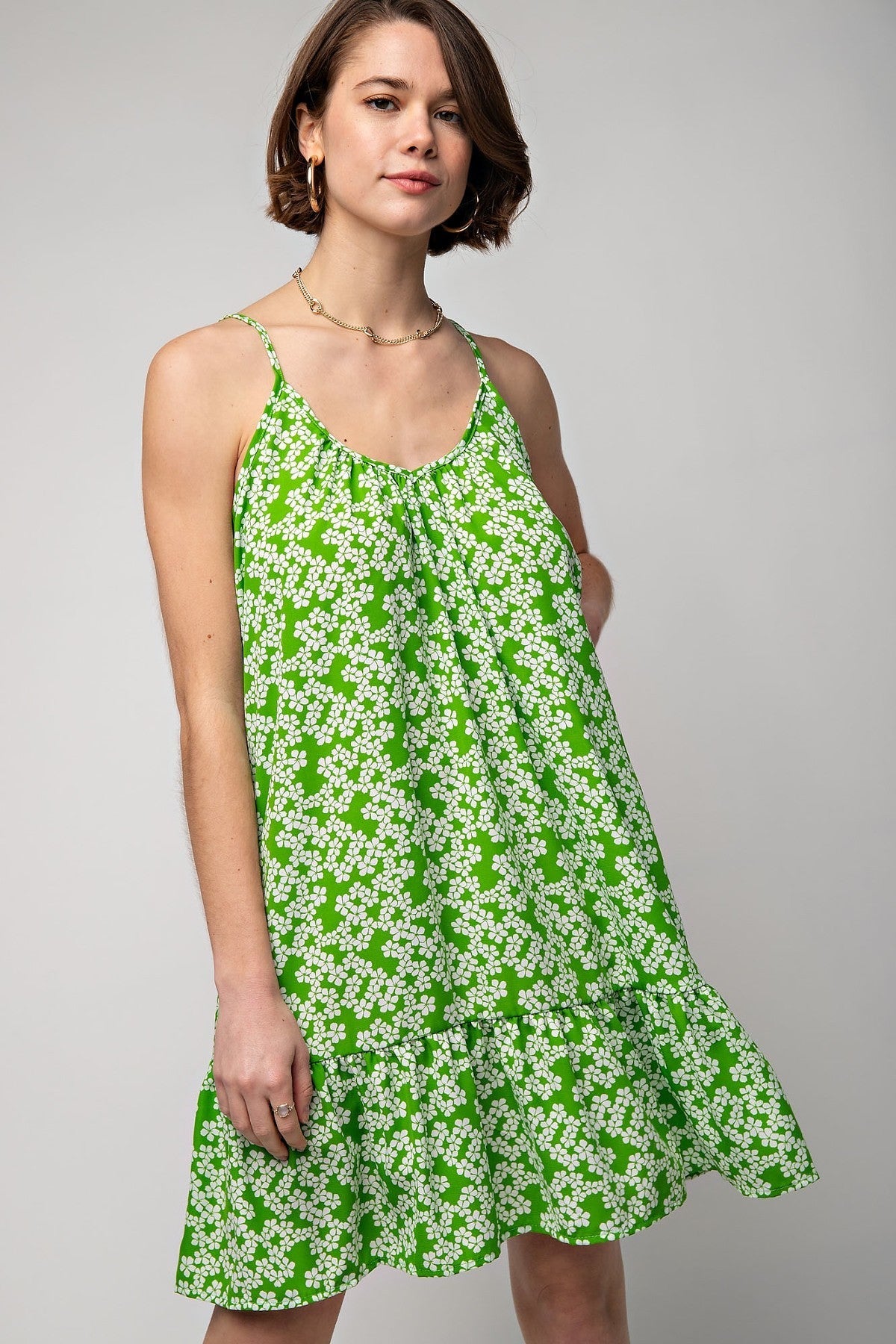 Vestido camisero de lana con estampado floral