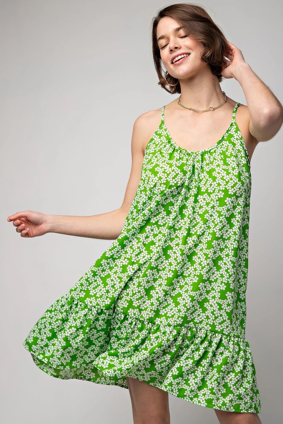 Vestido camisero de lana con estampado floral