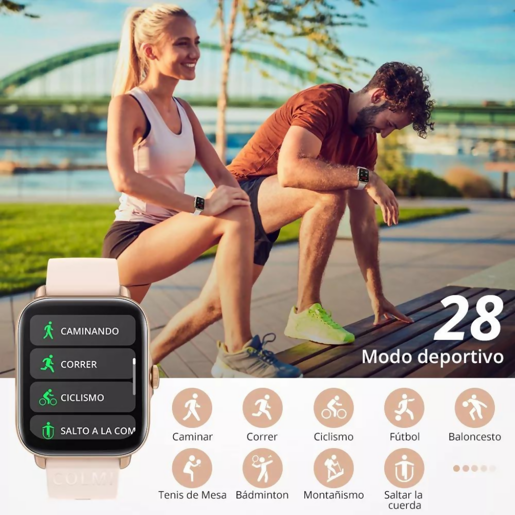 Smartwatch Colmi P28plus. Notifica llamadas. DORADO