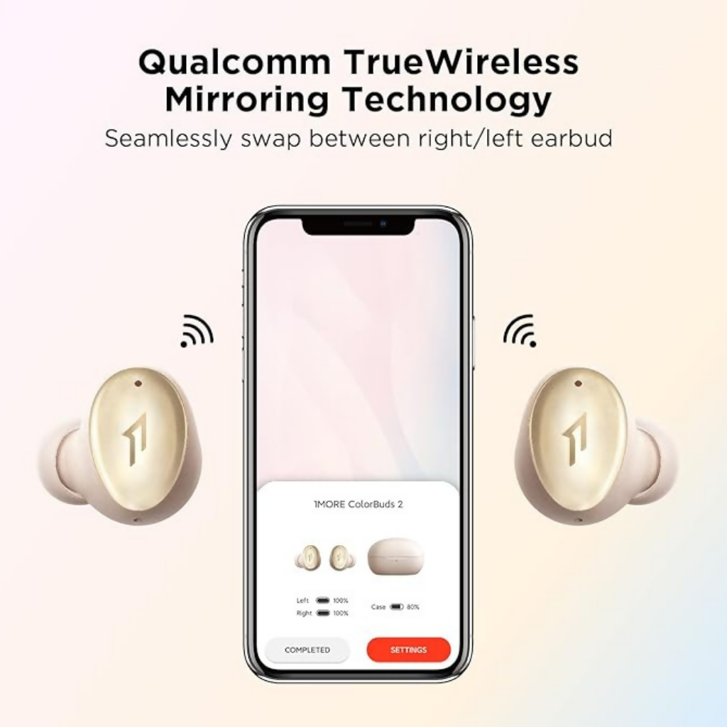 Audífonos Bluetooth 1More Color Buds 2 Cancelación Ruido.18h. Dorados
