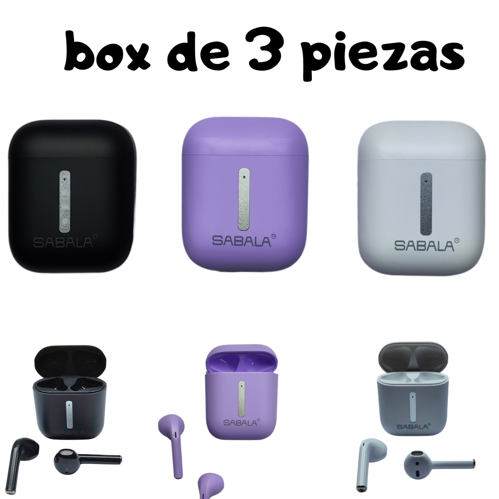 Audífonos Bluetooth 5.3 SABALA ST-58, música, llamadas, batería 4 horas.(3 PIEZAS)