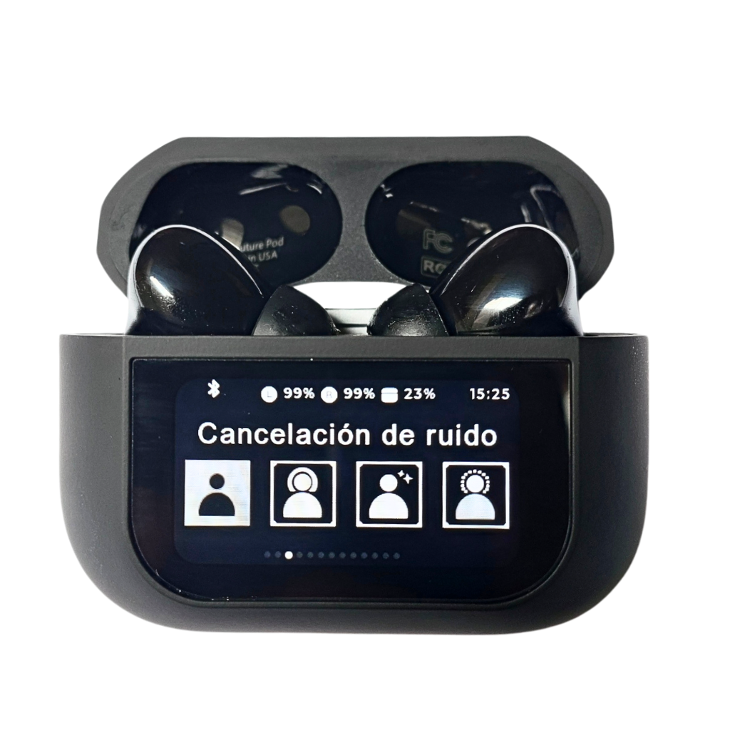 Audífonos con Pantalla Táctil. G-TIDE Future Pod, Bluetooth, Cancelación de ruido, encontrar audífonos