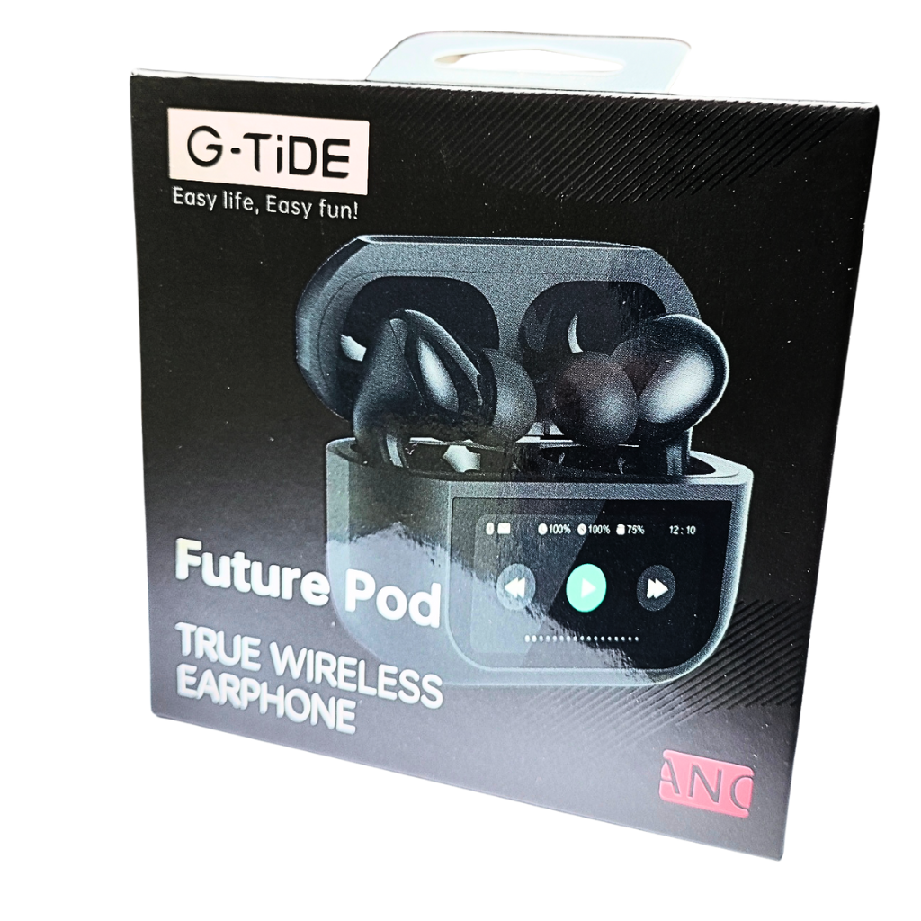 Audífonos con Pantalla Táctil. G-TIDE Future Pod, Bluetooth, Cancelación de ruido, encontrar audífonos