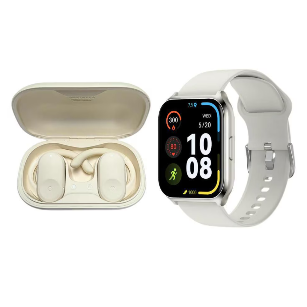 Audífonos Openwear G-tide OWS2 + Smartwatch Filwans Gts mini, llamadas Plata.