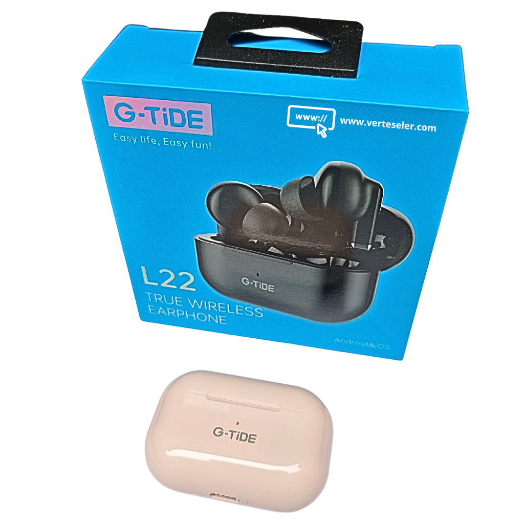 Audífonos bluetooth 5.3 G-tide L22 hasta 8 horas de batería, estuche de carga y bolsa regalo.Rosa
