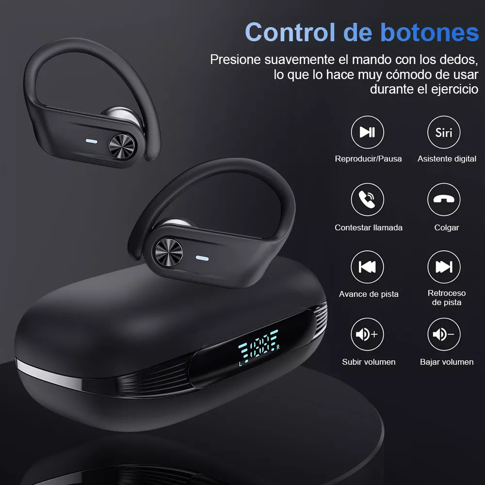 Audífonos Bluetooth 5.3 con ENC, 80H de Batería e IPX7 para Deporte y Negocios