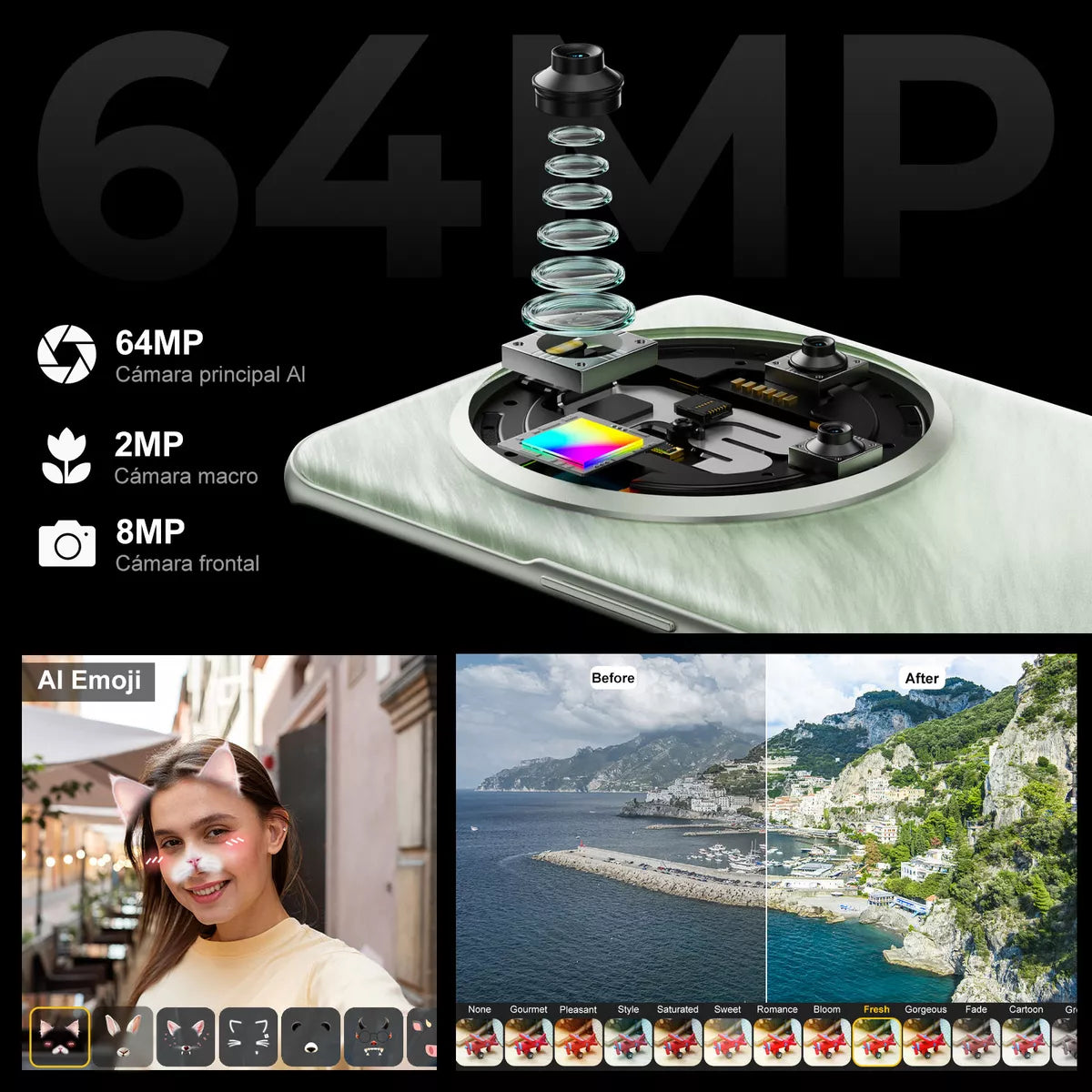 Fossibot S3 Pro 20GB RAM + 128GB ROM Pantalla AMOLED Curva 6.67” Cámara 64MP 4G LTE + NFC Android 14