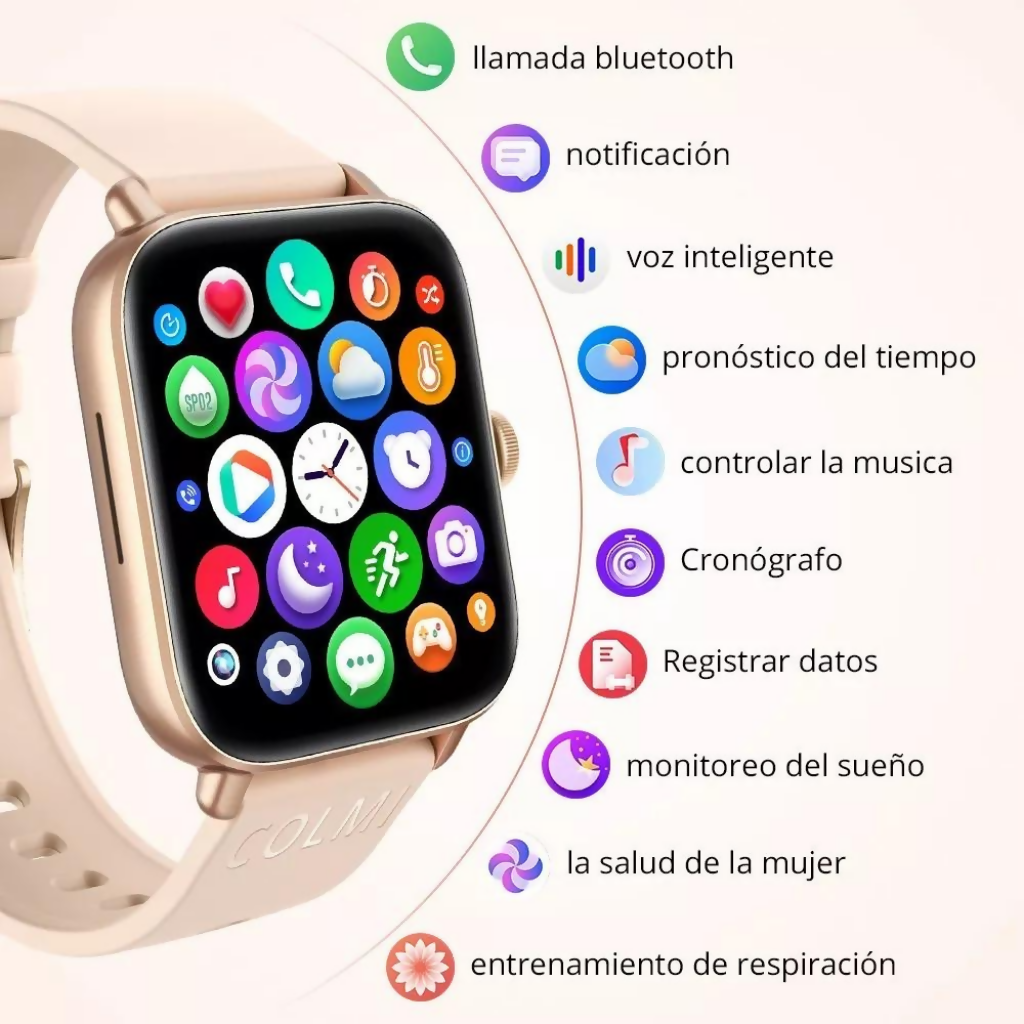 Smartwatch Colmi P28plus. Notifica llamadas. DORADO