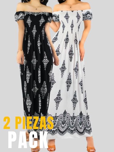 Set de 2 Vestido Maxi Casual Mujer Largo Cómodo Estilo Boho