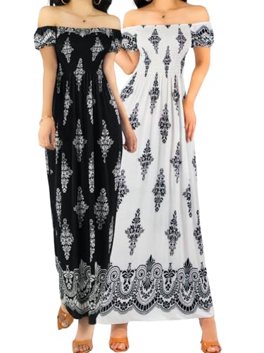 Set de 2 Vestido Maxi Casual Mujer Largo Cómodo Estilo Boho