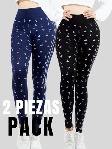 Set De 2 Leggings Casual o Deportivos De Cintura Alta De Mujer En Color Sólido