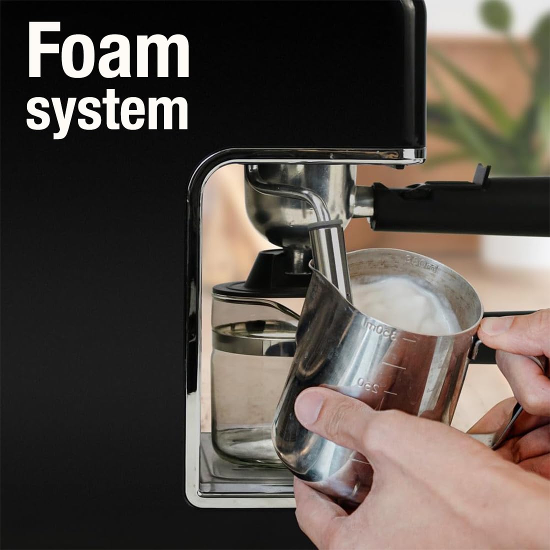 Cafetera Espresso y Cappuccino, 4 Tazas, 3.5 Bares de Presión, Potencia de 800 W.