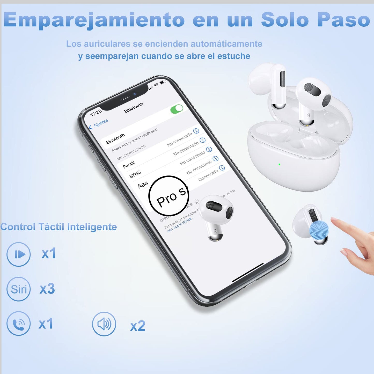 Audífonos Inalámbricos Bluetooth 5.2, Audífonos Bluetooth, Reducción de ruido ENC ，Calidad de sonido HIFI，IPX6 ，Batería con duración de hasta 6 Horas
