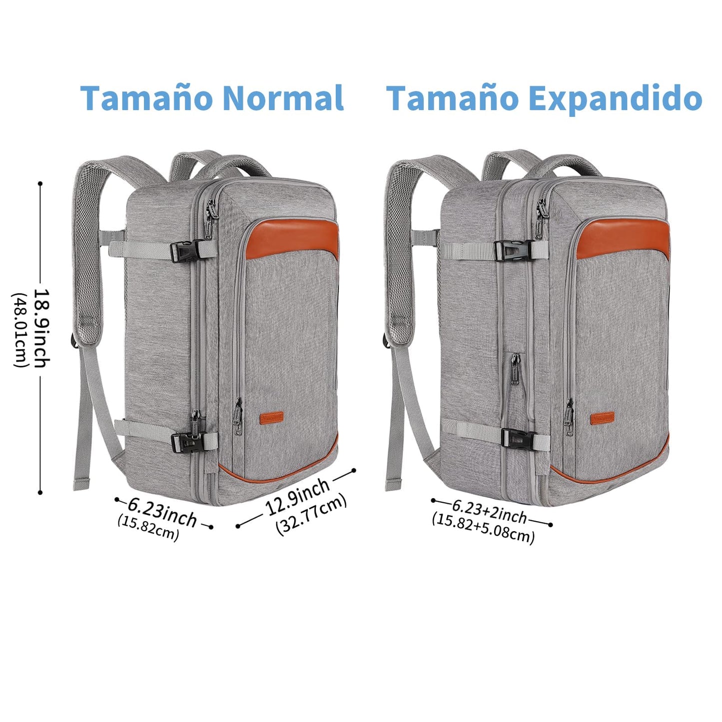 Mochila de transporte, mochila de viaje extragrande aprobada por aerolíneas de 50  con 3 cubos de embalaje para mujeres y hombres, resistente al agua expandible durante la noche, veliz de negocios.