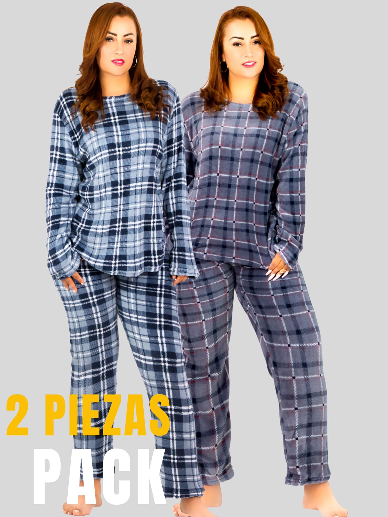 Set De 2 Pijamas Afelpadas Mujer Polar Pantalón Sudadera Ropa Invierno