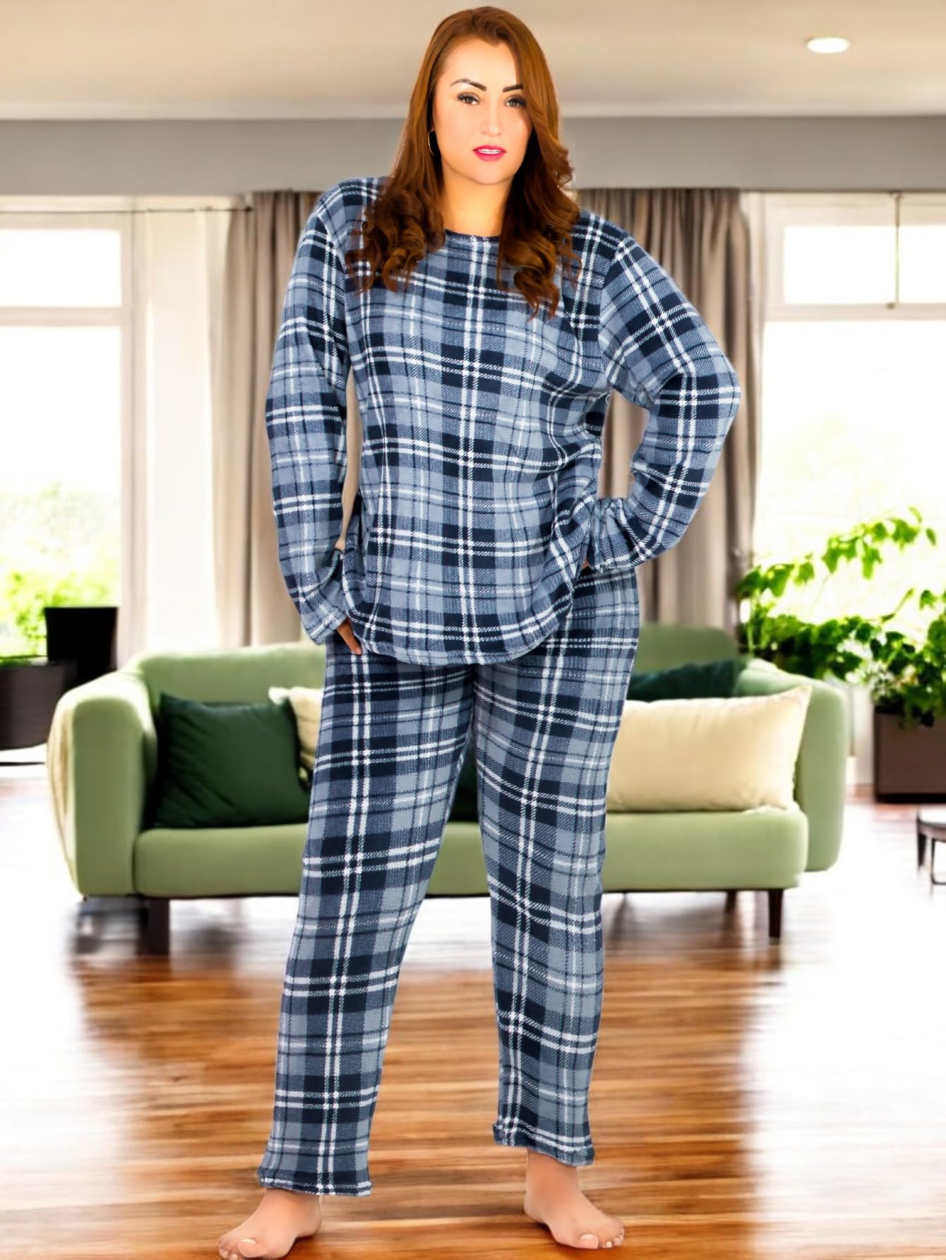 Set De 2 Pijamas Afelpadas Mujer Polar Pantalón Sudadera Ropa Invierno