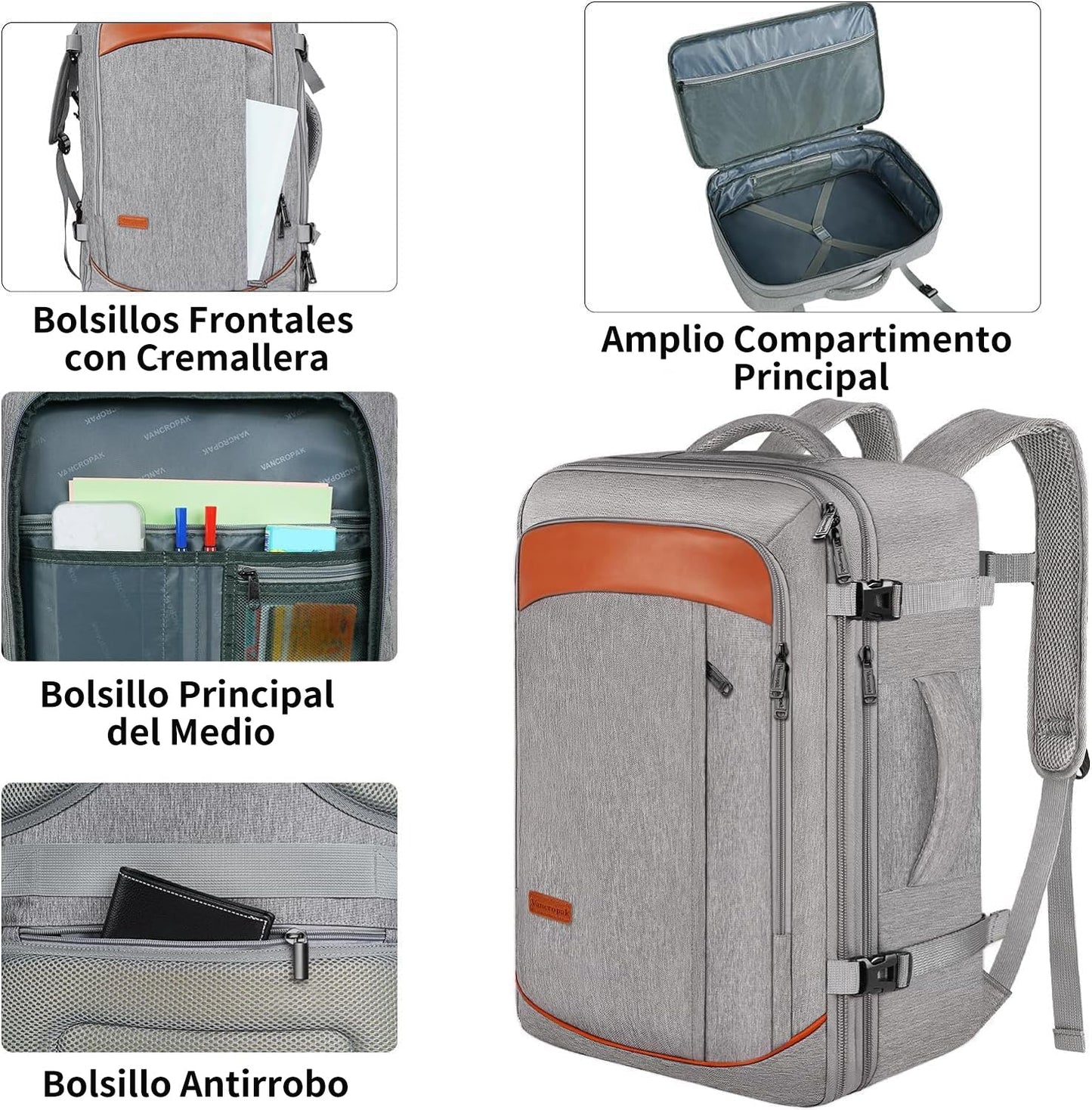 Mochila de transporte, mochila de viaje extragrande aprobada por aerolíneas de 50  con 3 cubos de embalaje para mujeres y hombres, resistente al agua expandible durante la noche, veliz de negocios.